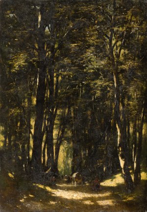 Władysław MALECKI (1836-1900), Tabor w lesie, 1882? (data słabo widoczna)