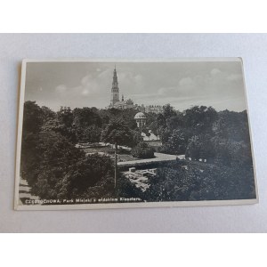 POSTCARD CZĘSTOCHOWA CITY PARK WITH A VIEW OF THE MONASTERY