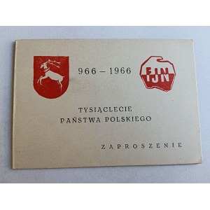 INVITATION LUBLIN WK FJN WRN MILLENNIUM OF POLAND, 1966, DABEK, KOZDRA, SAGAN