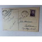 POCZTÓWKA ŚWIĄTECZNA ZAJĄC, PISANKI, STÓŁ, KWIATY, ZNACZEK, STEMPEL WARSZAWA