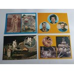 SET OF 9 POSTCARDS IN A WRAP SPACE CONQUERORS, SPACE, MOON, SPACE STATION, APOLLO MISSION, THIRSCHKOVA, GAGARIN, ARMSTRONG, SPACE ROCKET