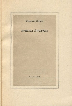 HERBERT Zbigniew - String of Light [DEBIUT] [first edition 1956].