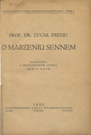 FREUD Sigmund - On the dream [first edition 1923].