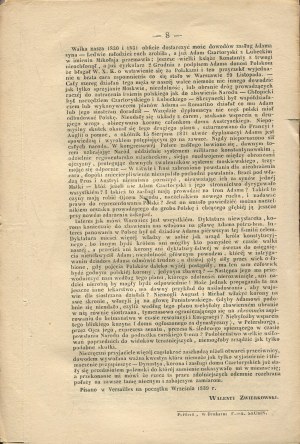 ZWIERKOWSKI Walenty - Dążność Czartoryskich do korony polskiej [1839] [stamp of the Library of the Polish National School in Batignolles].