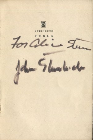 STEINBECK John - Pearl [first edition 1956] [ill. Jan Mlodożeniec] [AUTOGRAPH].
