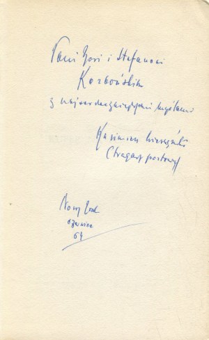 WIERZYŃSKI Kazimierz - Kufer na pleach [first edition Paris 1964] [AUTOGRAPH AND DEDICATION FOR KORBOŃSKY].