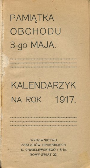 Připomínka 3. května. Kalendář na rok 1917