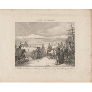 [Litografie] MADOU Jean-Baptiste - Combat de Pulstuk (Bitva u Pultuska v roce 1806) [1827].