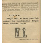 [druk ulotny, wybory 1922] Chrześcijański Związek Jedności Narodowej. Lista numer 8