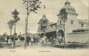[Pohlednice] Sopoty (Zoppot). Vereinigte Bäder (Severní lázně). Foto: John Faltin [po roce 1903].