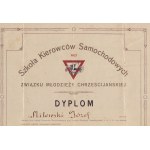 Diploma of graduation by Jozef Milewski from the Y.M.C.A Automobile Drivers School [1921].