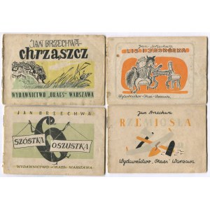 BRZECHWA Jan - Chrząszcz; Szóstka oszustka; Rzemiosła; Lis i jaskółka [soubor 4 brožur] [1945] [il. Olga Siemaszkowa, Ha-Ga, Eryk Lipiński, Mieczysław Piotrowski].
