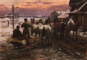 Alfred Wierusz-Kowalski, Wyjazd na polowanie o świcie, przed 1880