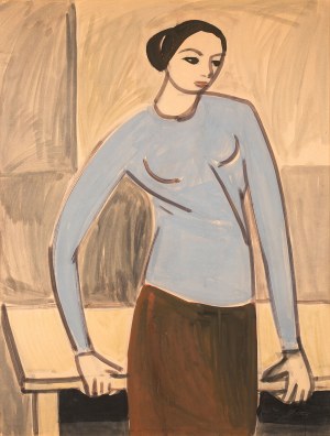 Roman Opałka, Portret kobiety w bordowej spódnicy, 1956.