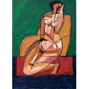 Eugeniusz Gerlach, Sitting on the rug - nude, 1989