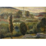 Fryderyk PAUTSCH (1877-1950), Pejzaż z kościółkiem, 1933