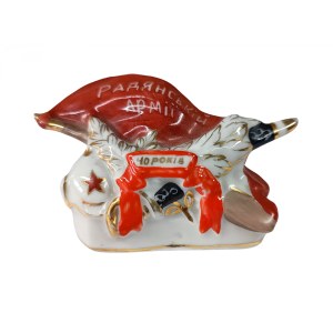 Pamätný suvenír 40 rokov Sovietskej armády, Gorodnická porcelánka GFZ, Gorodnica, 1957