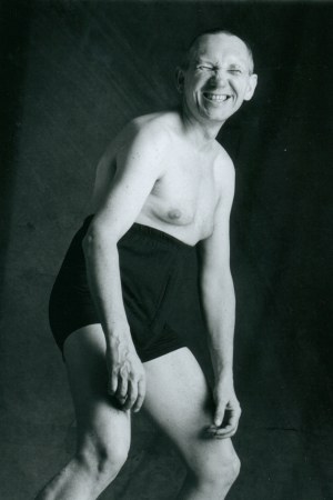 Andrzej Kwietniewski for the cover of Gazeta Wyborcza magazine photo by Andrzej Świetlik [vintage print / 1999 / Documentary photograph from the collection of Andrzej Kwietniewski a retired member of the Lodz Kaliska art group].