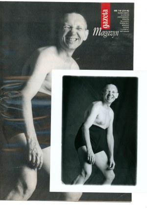 Andrzej Kwietniewski for the cover of Gazeta Wyborcza magazine photo by Andrzej Świetlik [vintage print / 1999 / Documentary photograph from the collection of Andrzej Kwietniewski a retired member of the Lodz Kaliska art group].