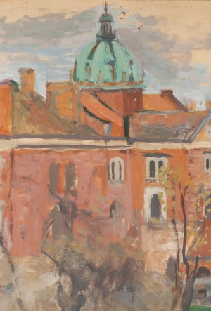 Hanna Rudzka-Cybisowa (1897 Mława - 1988 Kraków), Pejzaż krakowski z widokiem na kopułę kościoła św. Piotra i Pawła, 1941