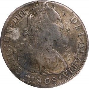Perù, Carlo IV (1788-1808), 8 reales 1808 JP Lima. Ag, gr. 2...