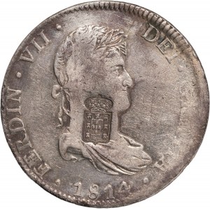 Portogallo, 870 reis (1834), contromarca portoghese su 8 rea...