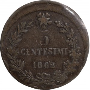 Regno d'Italia. Vittorio Emanuele II (1862-1867), 5 centesim...
