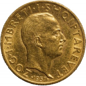 Albania, Amet Zogu (1925-1939). 20 franchi 1937 Roma. Coniat...