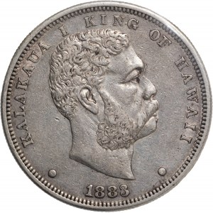 Hawaii, Regno. Kalakaua I. 1874-1891. AR Akahi Dala (1 dolla...