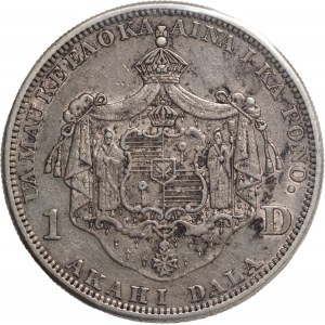 Hawaii, Regno. Kalakaua I. 1874-1891. AR Akahi Dala (1 dolla...