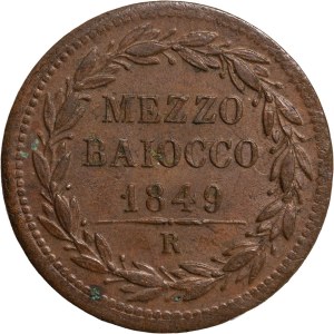 Roma, Repubblica romana (1848-1849), mezzo baiocco 1849. Cu,...