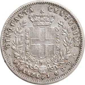 Kingdom of Italy, Victor Emmanuel II, King elect. 50 cents...