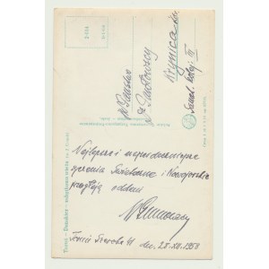 Novoroční pohlednice 28. prosince 1958 od M a E. Gumowski