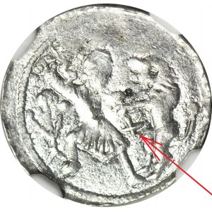 RR-, W. II Wygnaniec 1138-1146, Cracow denarius, fight with lion, cross