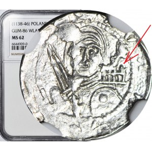 RRR-, Władysław II Wygnaniec 1138-1146, Denar, SCHEMATYCZNA PALISADA WOKÓŁ GRODU