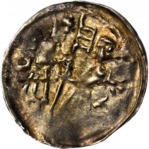 Boleslaw I the Tall 1163-1201, Denarius ca. 1177-1201, Figures/Wide Cross, R2