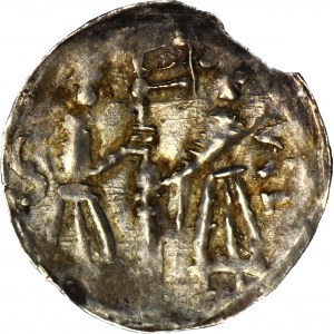Boleslav I. Vysoký 1163-1201, denár cca 1177-1201, Figury/Široký kříž, R2