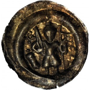 RR-, Leszek the White 1194-1227, Cracow, Brakteat, Knight with sword and pennant