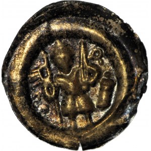 RR-, Leszek the White 1194-1227, Cracow, Brakteat, Knight with sword and pennant