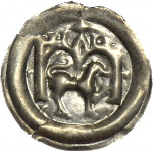 RR-, Leszek the White 1194-1227, Cracow, Brakteat, Lion under the structure
