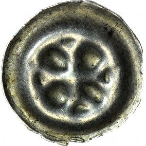 R,- Poland, Cracow, Jedrzejow, Cistercian Abbey XIVw, Brakteat, Greek Cross