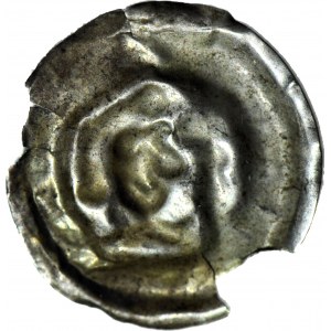 RR-, Poland, 13th c. district split, Brakteat bust with cross