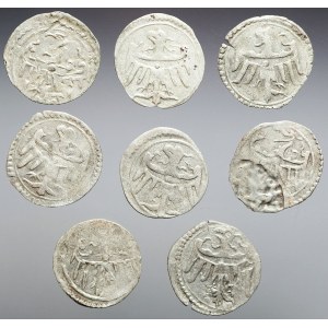 Śląsk, Legnica, Zestaw 8 halerzy, Ludwik II Brzeski 1413-1436 lub Elżbieta Brandenburska 1436-1449