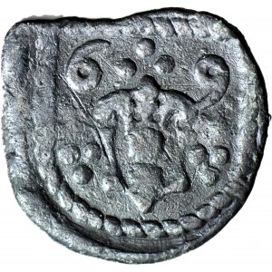 RR-, Zygmunt II August, Żeton miejski 1569 Gdańsk, Renesansowy kartusz