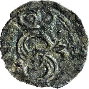 R-, Zygmunt III Waza, Denar 1623, Łobżenica, KROPKI