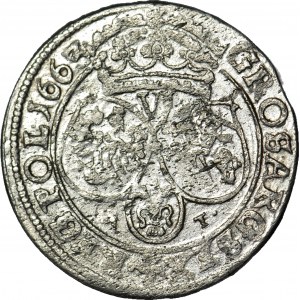 Jan II Kazimierz, Szóstak 1662 AT, Bydgoszcz, piękny, obwódki