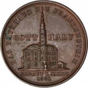 Śląsk, Medal 1858 41mm, zniszczenie ratusza w Ząbkowicach Śląskich