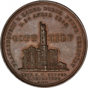 Śląsk, Medal 1858 41mm, zniszczenie ratusza w Ząbkowicach Śląskich