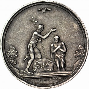 Medal chrzcielny, XIX w., sygnowany Majnert, srebro