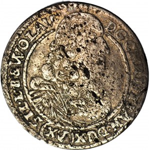 Śląsk, Chrystian Wołowski, 15 krajcarów 1664, Brzeg, mała głowa, ostatni rok bicia